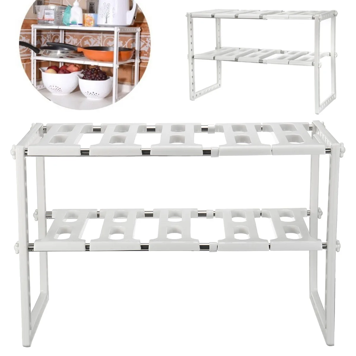 New 2 layers Mobile shelf Rack Expandable Shelf Storage Shelf