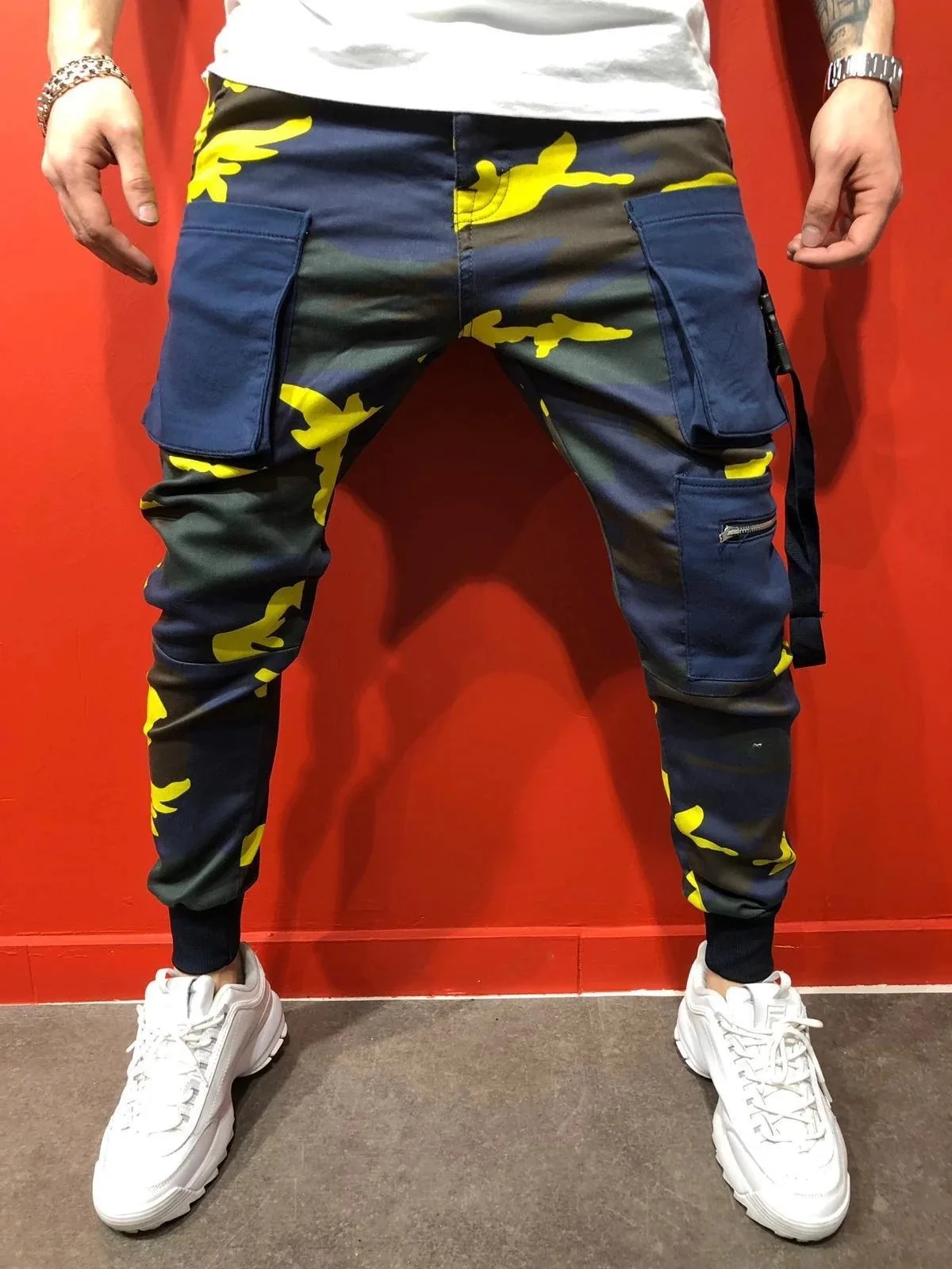 Autumn Men's Casual Pants Sports Hip-hop Camouflage Print Trousers Multi-pocket Overalls with Tied Feet Run Jogging Sweatpants | Спорт и
