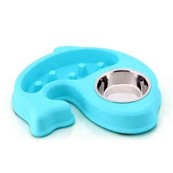 

Pet Bowl Cartoon Fish Shape Plastic Automatic Feeding Drinking Dog Cat Bowl Household Non-slip Dual-use Bowl Pet Supplies