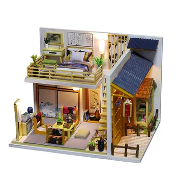 

Doll House Furniture Wooden Miniature DIY Kit with Dust Cover Music Box Assemble Crafts Toy Best Birthday Gift for Children Girl