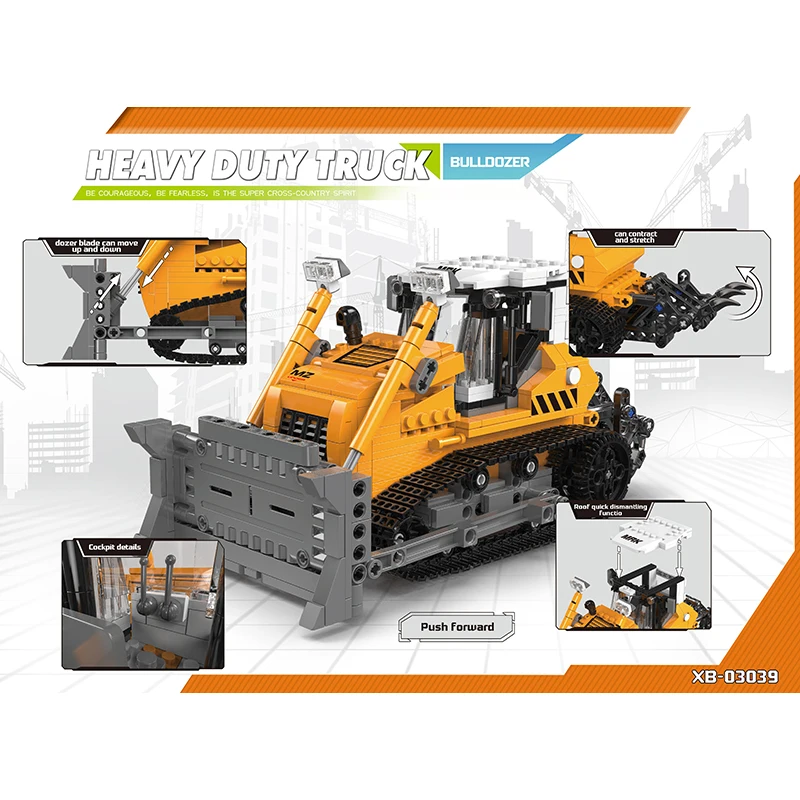 Внедорожный Technic XingBao 03039 стоительный бульдозер набор транспортных средств строительные блоки кирпичи игрушки мальчики веселые рождественские подарки