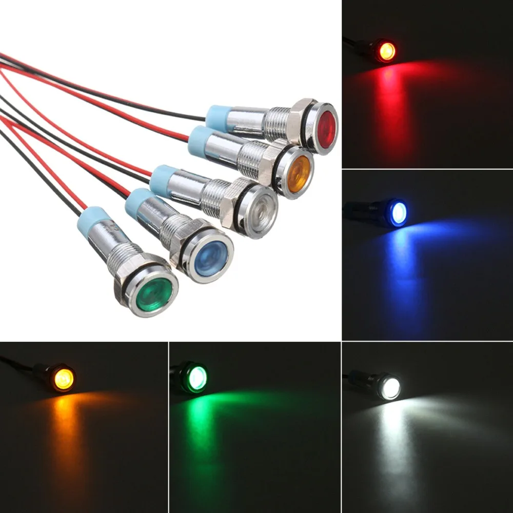 

5Pcs 6mm LED Indicator Light 12V Car Boat LED Warning Signal Lights Dash Dashboard Panel Warning Lamp Instrument Pilot Light
