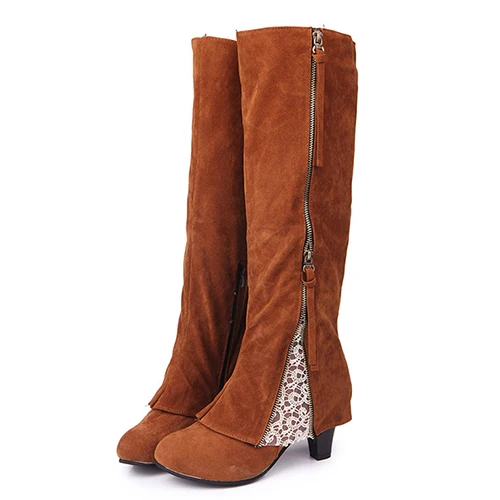 Женские ботинки; зимняя обувь; сапоги до колена с отворотами; женская обувь; Botas Mujer; botas mujer invierno; коллекция года; большие размеры 34-43 - Цвет: D brown