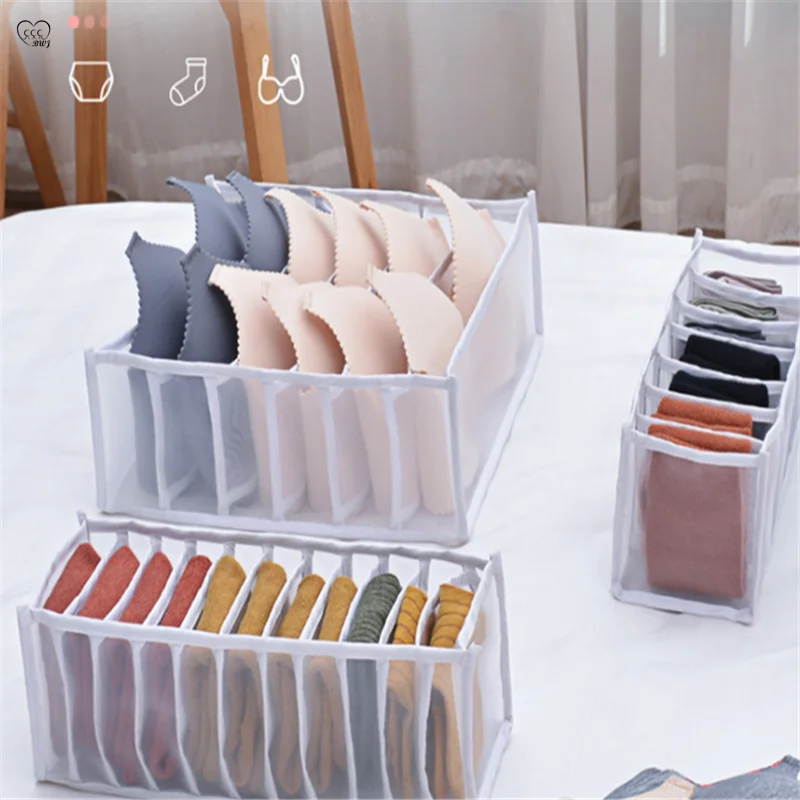 

Household Items New Mesh Fabric Organizer For Underwear Box Bra Socks Panties Bedroom Drawer Type Sub-packing And Storage Bag