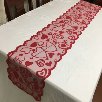 

2020 Heart Tablecloth Table Runner Wedding Dinner Banquet Home Red Valentines Day Table Runner Banquet Decoration