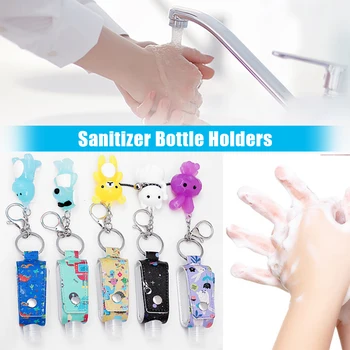 

30ml Outdoor Portable Hand Sanitizer Keychain Holder with Flip Top for Backpack with Key Ring Refillable Bottles