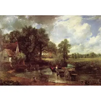 

4 Hand Painted Art Paintings by College Teachers - The Hay Wain John Constable UK idyllic landscape - Oil Painting on Canvas