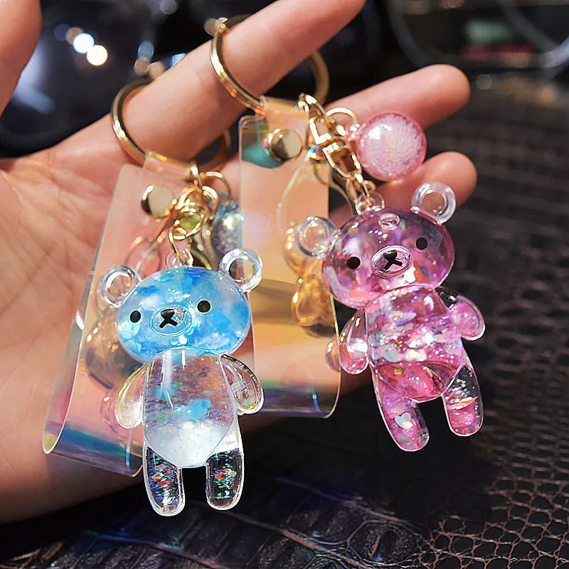 Porte-clés En Cristal De Luxe En Forme D'ours En Peluche, Porte-clés Brillant, Clips Pour Sac à Franges, Porte-clés En Strass
