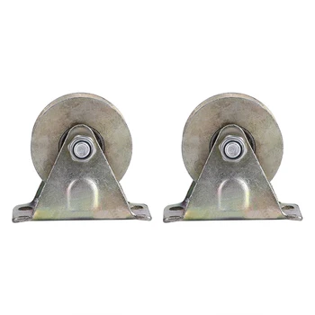 

2PCS/Set 2" Steel Sliding Gate Rollers V Type Door Wheel Track Rail W/ Bracket Home Gate Door Hardware Accessories