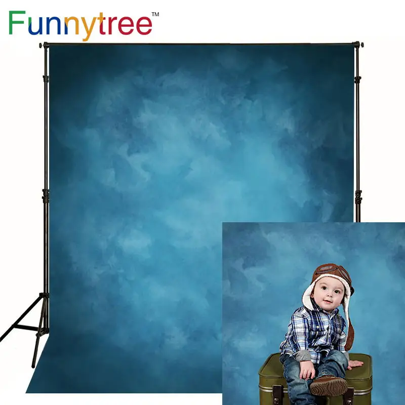 

Funnytree Vinyl cloth photography backdrop old master blue photo background studio solid pure color wedding photocall photophone
