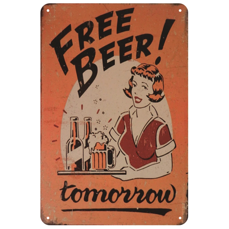 Beer Plaque Metal Vintage Tin Sign Pin Up Shabby Chic Decor Metal Signs Vintage Bar Decoration Metal Poster Pub Metal Plate