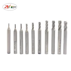 10pcs/set 1.5/2/2.5/3/3.5/4/4.5/5/5.5/6mm High Speed Steel 4 Flute End Milling Cutter straight shank HSS Aluminum Milling tool