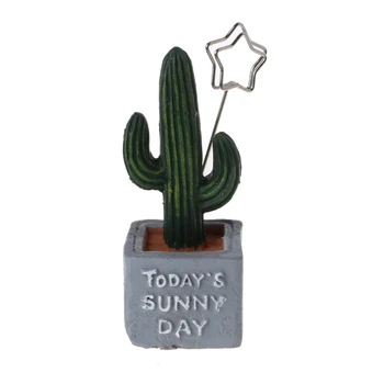 

Cute Cactus Card Holder Resin Plant Decoration Stationery Office School supplies