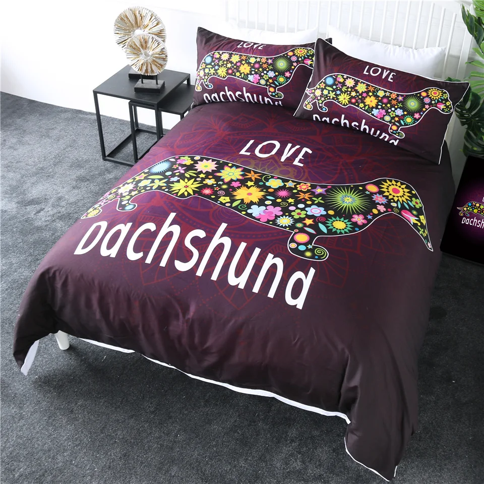 Постельные принадлежности Outlet Dachshund, комплект постельного белья King Cute Puppy, одеяло, покрывало для детей с мультяшным питомцем, покрывало для кровати, набор, цветок, мандала, покрывала