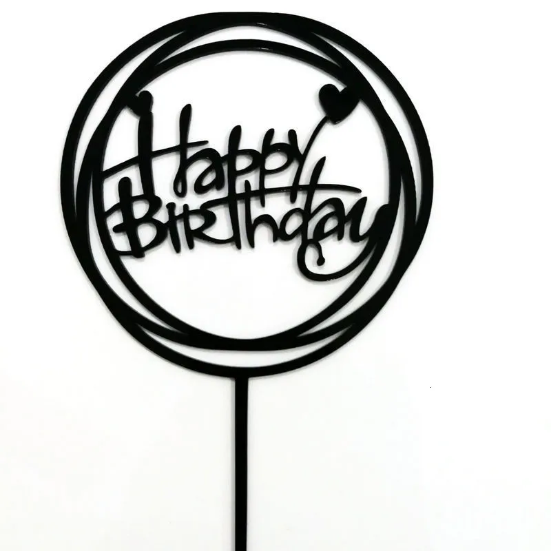Бургундия 1 pc Acrylic Happy Birthday Love Cake Topper Decoration for Birthday Cupcake Flag Birthday Party Decorative Props Supplies - Цвет: Бургундия