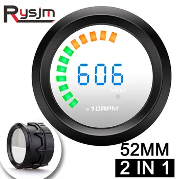 

52mm Tachometer 0-9999 rpm meter + Voltmeter blue Backlight Electrical Gauge For Diesel Motor Engine Electrical Tach Gauge Car