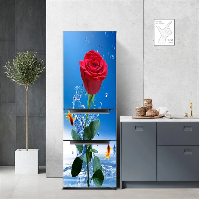 Rose Wine Cup Fridge Door Wallpaper Vinyl Self Adhesive deursticker 3d  Kitchen Living Room Vinilos Nevera Home Decor Decal Mural - AliExpress