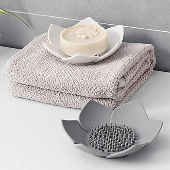 

Creative Petal Soap Dish Bathroom Silicone Drain Soap Tray Toilet Simple Drain Soap Rack Bathroom Storage Box