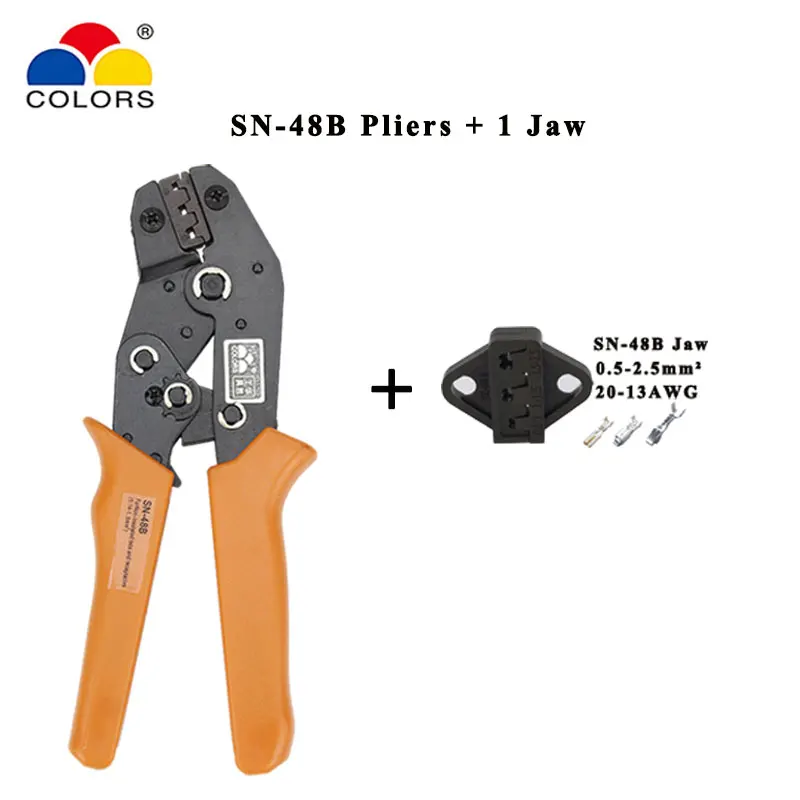 Цвета обжимные плоскогубцы Набор SN-48B SN-28B SN-02 10 челюсти комплект для 2,8 4,8 6,3 2510/трубка/изоляционные клеммы Электрический зажим для рыбалки