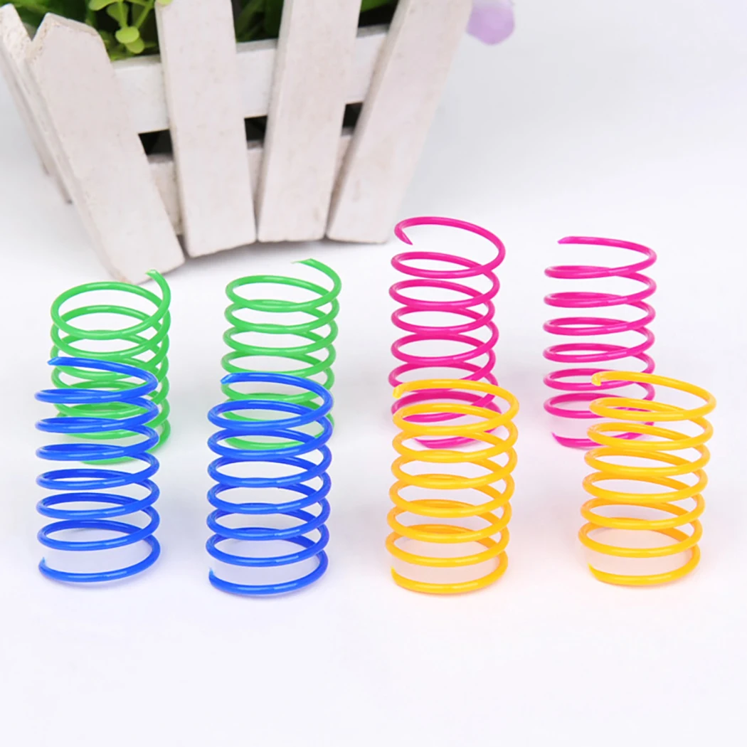 20Pcs Cat Spring Toy Plastic Colorful Coil Spiral Springs Pet Action Wide Durable Interactive Toy Flexible Cat Coil Toy Pet Tool