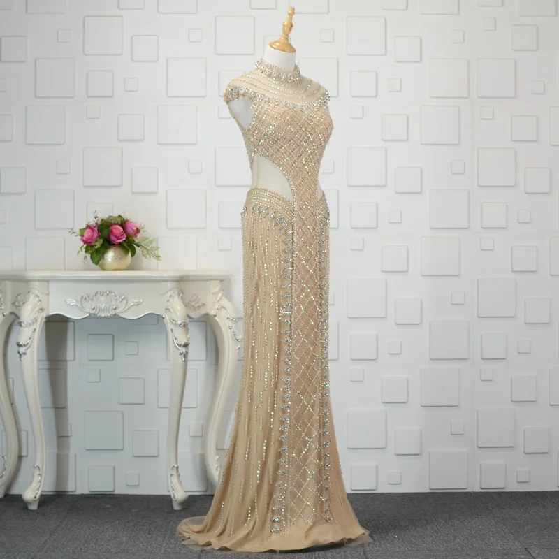 as picture Heavy Beading Mermaid Celebrity Dresses New Design Sexy Cutaway Side Crystals Evening Prom Goowns Real Photos ZD1032 - Цвет: as picture