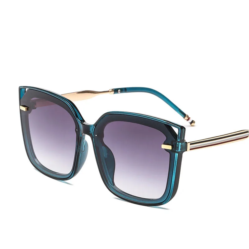 Женские и мужские солнцезащитные очки с заклепками в винтажном стиле, большие тени для вождения - Цвет линз: C4 Blue.Gray
