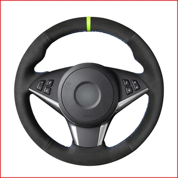 

MEWANT Black Suede Hand Sew Comfortable Soft Steering Wheel Cover for BMW E60 530d 545i 550i E61 Touring 2005-2009 E63 E64 630i