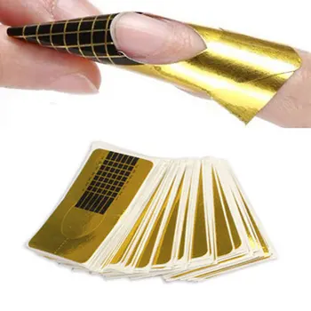 

500pcs Golden Nail Art Form Acrylic Tip French DIY Tool Acrylic UV Gel Square Paper Self-Adhesive Nails Sticker Manicure Tools