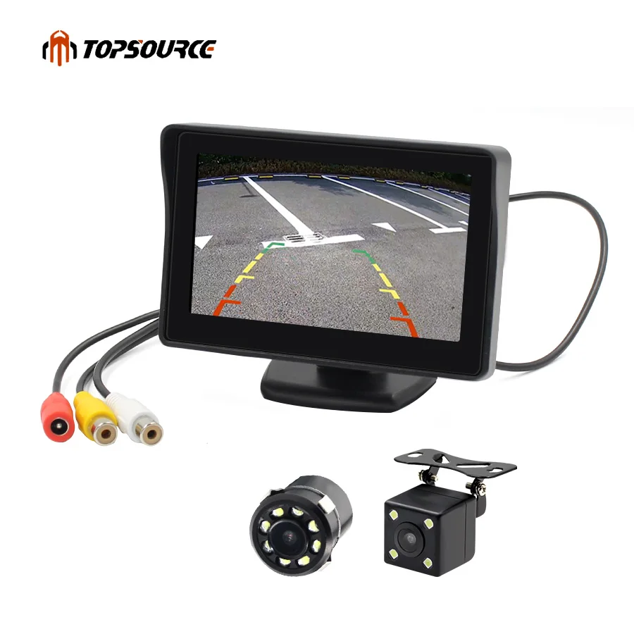 

2 in 1 TFT 4.3 Inch Auto TFT LCD Rear view Camera Parking Color Monitor + LED Night Vision CCD Backup Camera With Car Monitors