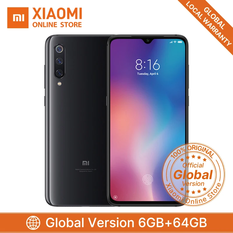 Мобильный телефон Xiaomi mi 9 mi 9 6GB 64 GB, глобальная версия 6,39, AMOLED, полный экран, 48MP, задняя камера Snapdragon 855, Восьмиядерный мобильный телефон