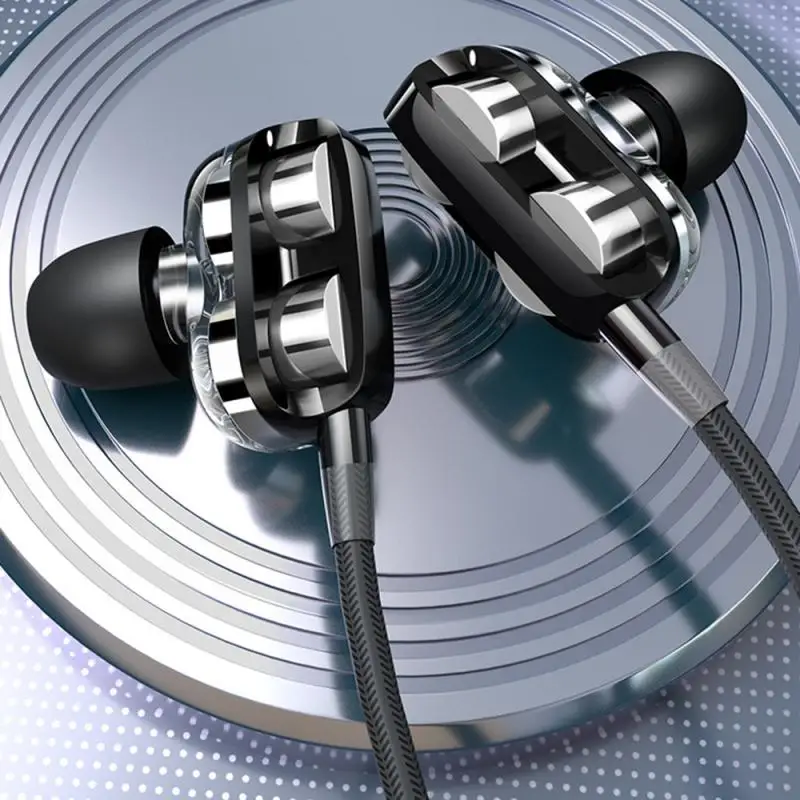 3.5mm HIFI Quad-core Subwoofer Headphones In-ear Stereo Earbud Microphone Single And Double Speakers | Электроника