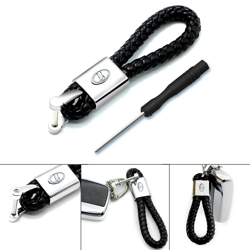 

1pcs 3D Keychain Hand Woven Horseshoe Buckle Key Ring for Lada VESTA Niva Kalina Priora Granta Largus Trinket Automotive Goods