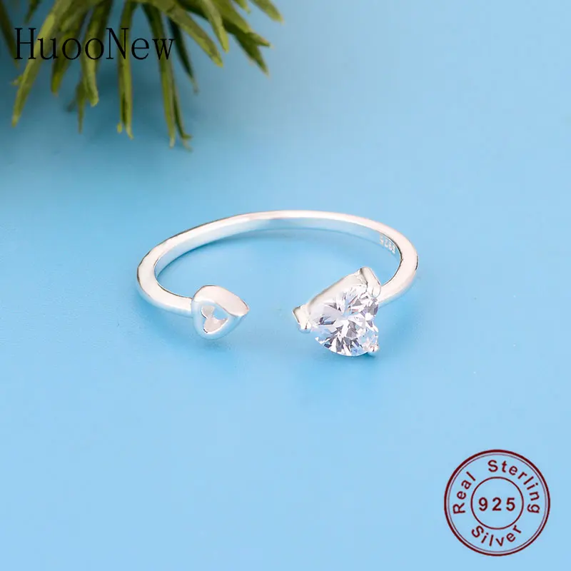 

100% 925 Silver Small Open Adjustable Finger Cocktail Rings For Women Bague Girl Joyas Accessories Engagement Zirconia Anillos