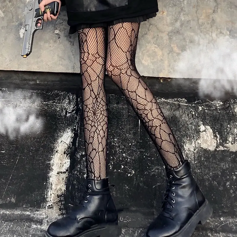 Meias de Nylon Fishnet góticas para mulheres, meia-calça alta de coxa,  traje cosplay, calças justas sexy, plus size, presente para namorada