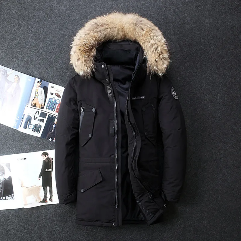 Top Grade Winter Men's Coat 2022 Men's Down Jacket Hooded X-Long Down Jacket Real Fur Mens Thick Warm Windbreaker Jacket Coats
