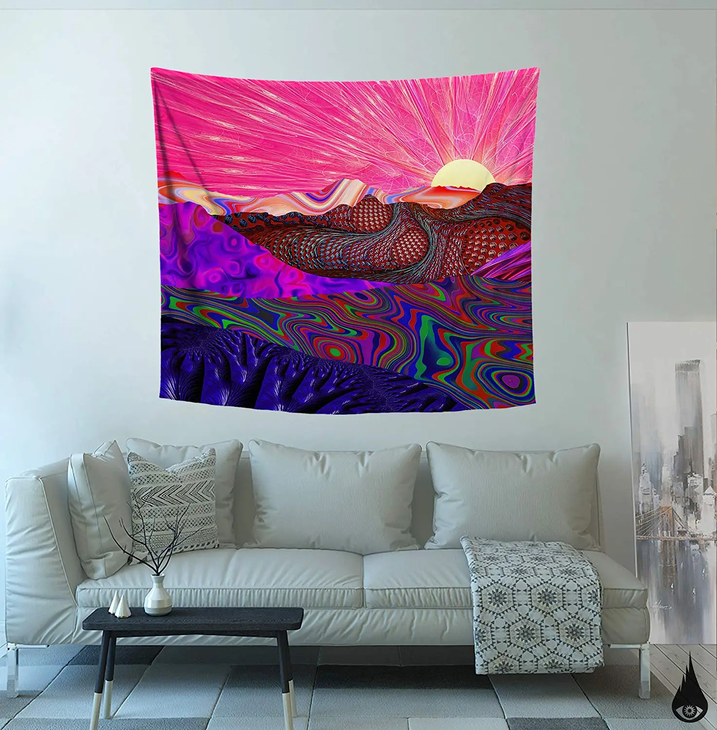 Красочный гобелен с пейзажем Sunrise Psychedelic Rainbow Настенный декор