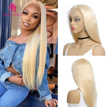

MALAIKA 613 full Lace Wig Blonde Straight Human Hair Transparent Lace Wig non Remy full lace Wig 10-26"130 Density Medium Ratio