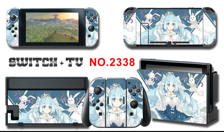 1set New Cute Anime Full Body Sticker for NS Switch Protective Cover Skin Colorful Art for Game Console Joy-Con Controller Decor