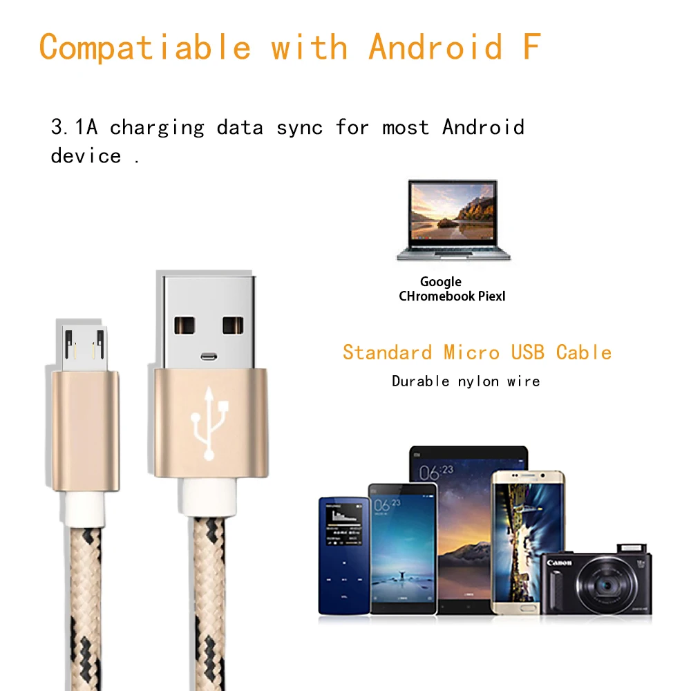 1M/2M микро кабель с разъемом типа C USB 3A быстрой зарядки зарядное устройство для