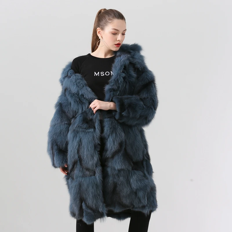 blue QIUCHEN PJ19036 новое поступление женское 100 см длинное пальто модная куртка горячая распродажа - Цвет: blue
