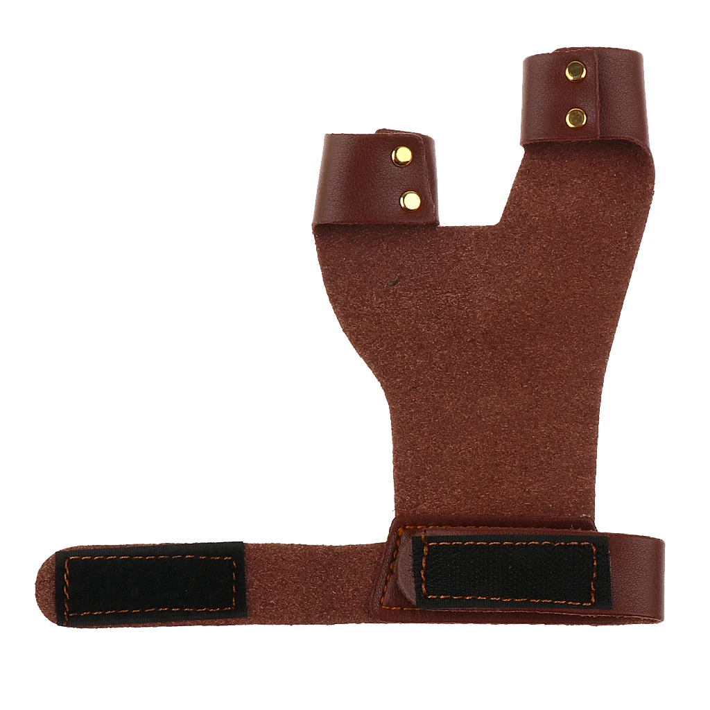 Longbow Bow-hand 2 Finger Glove Hand Protector Archery Hunting Guard Leather