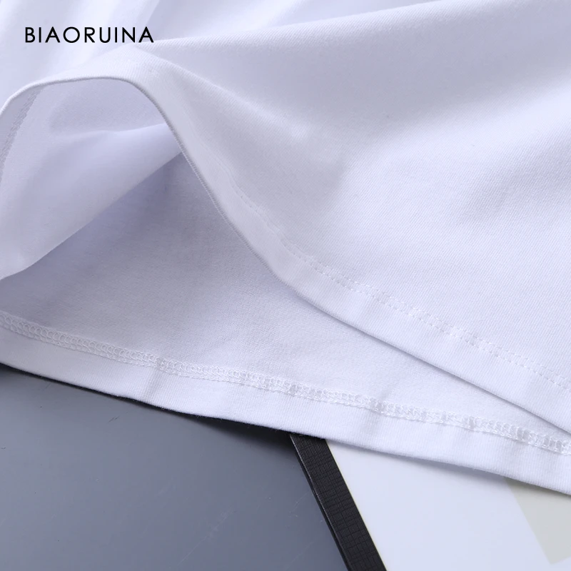 BIAORUINA Womens Cotton Basic All-match V-neck T-shirt Long Sleeve Korean Style Slim Everyday Tees Casual Tops