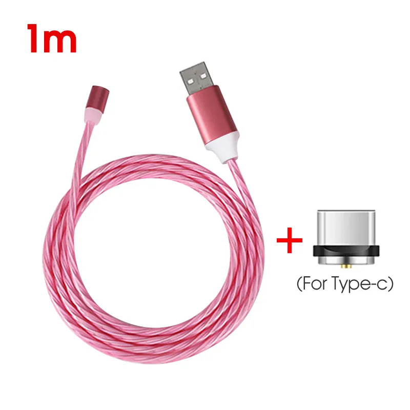 Светящийся кабель мобильного телефона зарядный кабель Свет Micro usb type C зарядное устройство для samsung Galaxy A30 A50 для huawei зарядный провод шнур - Цвет: For Type C Pink