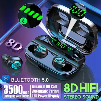 

HiMISS S11 TWS Bluetooth Earphone Wireless Sport Earbuds BT 5.0 Built in Microphone with 3500mAh Power Bank