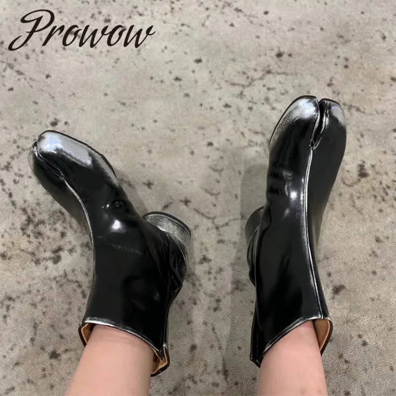 

LISN New Vintage Fashion Slip On Ankle Boots Round Toe Thick Heel Low Heel Boots Shoes Women