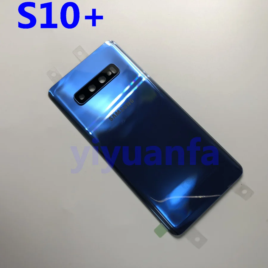 Samsung Galaxy S10 G973 S10 Plus G975 S10E задняя крышка батарейного отсека задняя крышка Корпус Запасные части+ стеклянная рамка объектива камеры - Цвет: S10 Plus blue