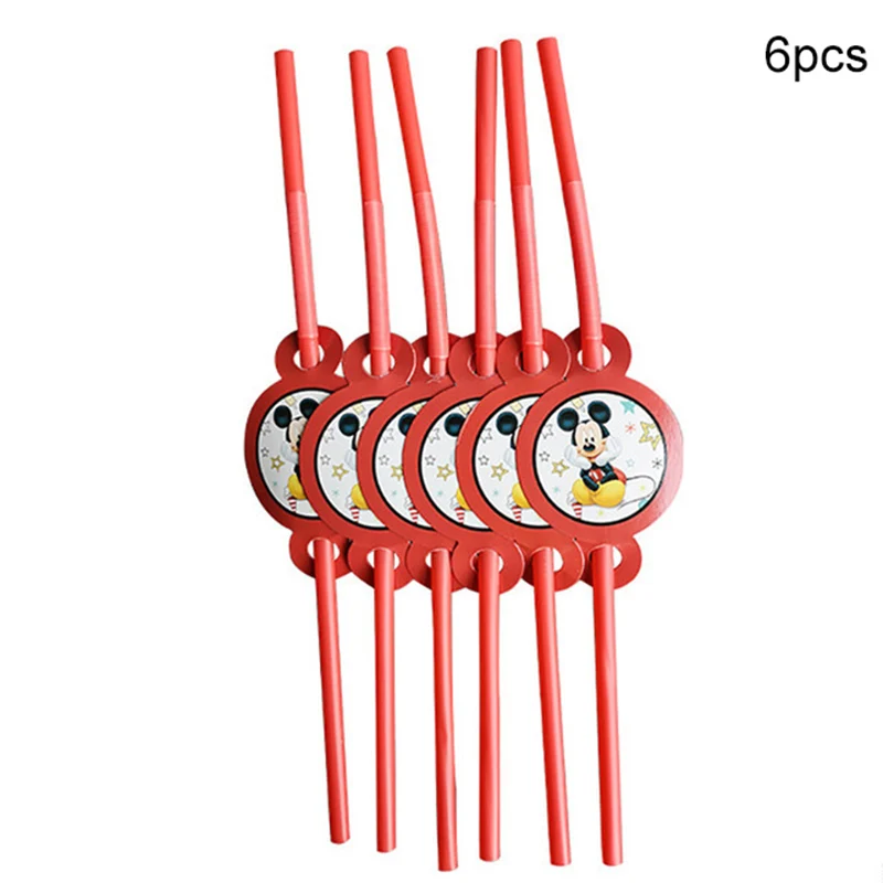 Mickey Mouse Theme Party Banner Party 6 People Disposable Plate Napkin Cup Cake Toppers for Kids Favor Flag Decoration Gifts