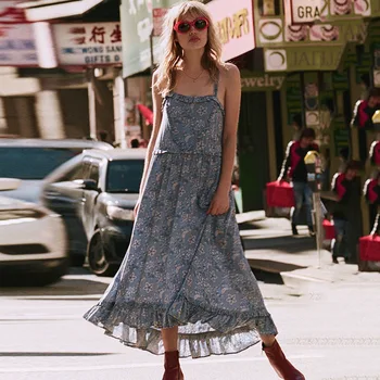 

2019 Back Hollow Stitching Aesthetic Suspension Belt Long Pendant Dresses