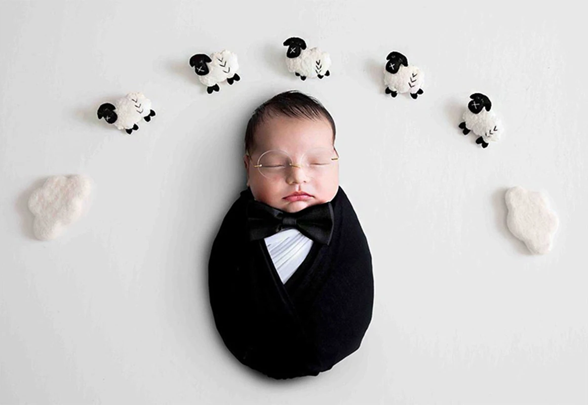 

Шерстяная овечья кукла ручной работы, декоративная фетровая ткань, реквизит для фотосъемки новорожденных младенцев ручной работы, аксессуары