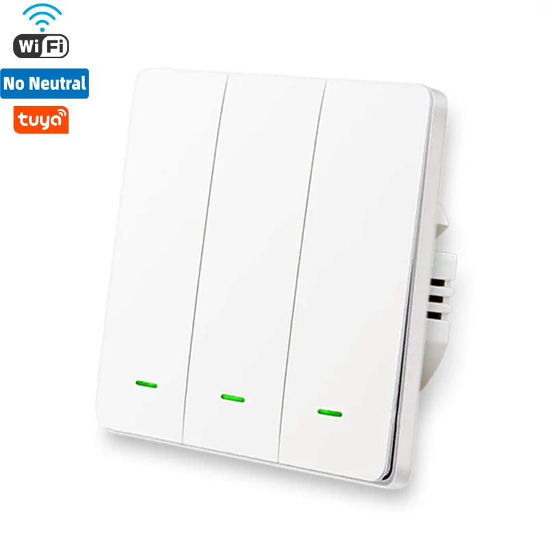 X803A-L-RF WI-FI без нейтральный Смарт настенный выключатель с RF433 передатчик 1/2/3 банды Великобритании/ЕС Стандартный с одиночной линией противопожарная проводка светильник переключатель Tuya - Цвет: X803A-L-RF